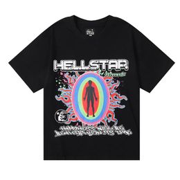 mens designer t shirt t shirt men Hell Star graphic T-shirt clothing hipster washed fabric street graffiti lettering aluminum foil printing retro black loose fit