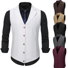 Men's Vests Business Casual Suit Vest Solid Colour Sleeveless Blouse Jacket Waistcoat