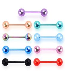 Whole Colorful Stainless Steel Tongue Piercing Stud Barbell Style Body Piercing Jewellery For Men and Women6432280