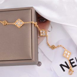 Designer -Achat -Armband Buccellati Armband Mode Schmuck Edelstahl Fortgeschrittene 4 Blattgrasblumenarmband Frauen Gold Perle Fritillaria