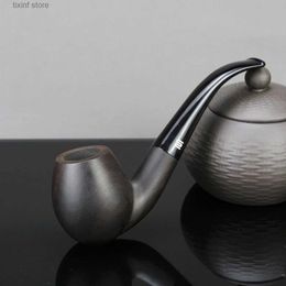 Other Home Garden High Quality Ebony Wood Pipe 9mm Philtre Bent Smoking Pipe Handmade Smoking Tobacco Pipe Wooden Smoke Pipe Set T240309