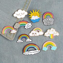 Brooches Rainbow Clouds Enamel Pin Custom Dark White Bag Clothes Lapel Badge Weather Jewellery Gift For Kids Girls Wholesale