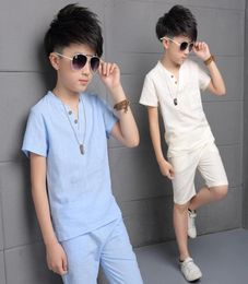Summer Boys Clothing Set Teenage Kids Tracksuit Cotton Short Sleeve T Shirt Pants Casual 8 9 10 11 12 Years Child Boy Clothes7379588