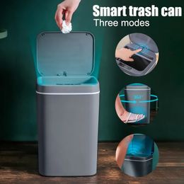 12-16L Smart Trash Can Automatic Sensor Dustbin Electric Waste Bin Waterproof Wastebasket For Kitchen Bathroom Recycling Trash 240307