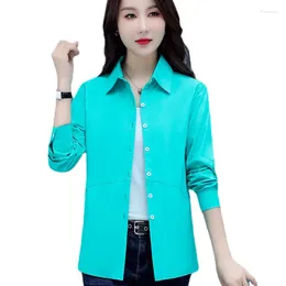 Women's Blouses Fashion Solid Cotton Shirt Women Long Sleeve Shirts Slim Fit Tops Office Lady Basic Button Woman Blouse 5XL