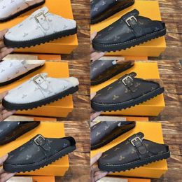 Cosy Slippers Clog Comfort Sandals Strap Slides Mens Womens Flat Fur Leather Mules Fashion Winter Warm Plush Designer 2231ess