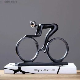 Decorative Objects Figurines Modern Abstract Resin Bicycler Cyclist Statue Bicycle Rider Statue Bike Racer Rider Figurine Office Living Room Decor T240309