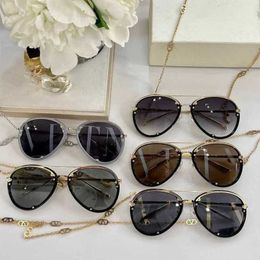 2024 Luxury Designer luxury designer New large frame pilot frog mirror female 4712 internet celebrity with the same chain anti UV sunglasses trend