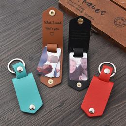 Keychains Father's Day Gift Personalized PU Leather Po Keychain Gifts Men Boyfriend Dad Husband Custom Picture Names Date Car Keyrings