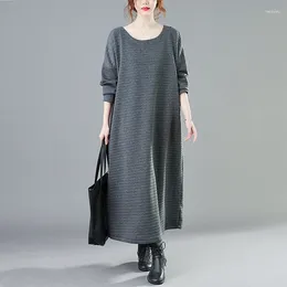 Casual Dresses 2024 Autumn And Winter Fashion Women Dress Long Sleeve Wild Cotton Ladies Robe