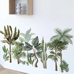 Wall Stickers 30x90cm 2PCS Tropical Plant Pattern PVC DIY Home Living Room Bedroom Background Decoration