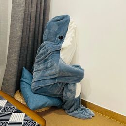 Blanket Cartoon Shark Sleeping Bag Pyjamas Office Nap Karakal High Quality Fabric Mermaid Shawl For Children Adult 221123292Y