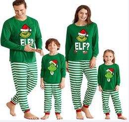 2021 Christmas Family Matching Outfits Xmas 2PCS Dad Mom Kids Grinch Sleepwear Nightwear Homewear PJs Outfits H10143685398