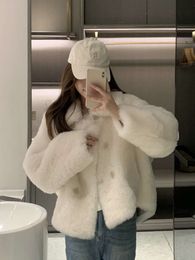 Korean Toka Sheep Fleece Women's Coat Double Breasted Small Square Collar Lamb Fur Grass 494566