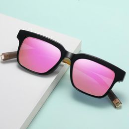 High Quality Polarised Women Sunglasses Mens eyewear accessories Square Sun Glasses Black Frame Pink Flash Mirror Lenses with case273f