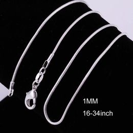 Whole 16-34 Inches 20PCS Snake Necklace Chains 1MM 925 Sterling Silver Findings DIY Jewellery 252k