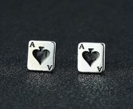 Men039s Ace of Spades Stud Earrings Stainless Steel Poker Player Cards Earing Jewellery Gift2260346