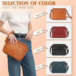 Three Layer Genuine Leather Crossbody Bag for Women Shoulder Mobile Phone Bag for Ladies Girls Female Clutch Messenger Pack 240304