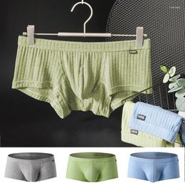 Underpants Men's Loose Flat Leg Underwear Cotton Breathable Comfortable Trunks Briefs Sexy Solid Low Rise Soft Boxers Shorts