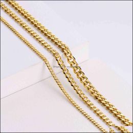 Pendant Necklaces Hip Hop Womens Men Necklac Cadenas Cubanas 18K Gold Plated Thick Cuban Link Chain Stainls Steel Drop Delivery247p