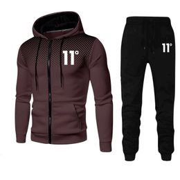 11 digit pattern Mens Sport Sets HoodiesRunning Pants 2Piece Suits Casual Sweatshirts Tracksuit Polka Dot Sportswear 240305