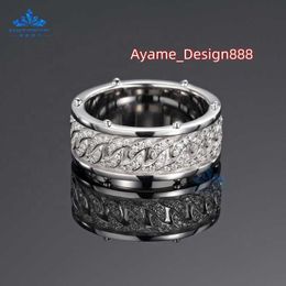 Excellent Jewelry Wholesale Women Men moissanite Diamond 8mm width Miami Cuban Link Hip Hop Iced Out Rings