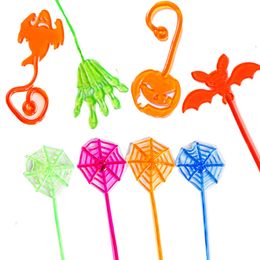 Gag leksaker spel stick 100 st utdragbar stick leksak palm elastisk klibbig squishy slap palm leksaker barn nyhet spel teleskopt leksaker halloween nyhet leksak