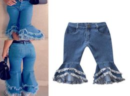 Ins Baby Girls Flare Trousers Denim Tassels Jeans Leggings Tights Kids Designer Clothes Pant Fashion Children Clothes RRA19491779429