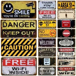 Metal Painting Welcome WIFI Toile Vintage Licence Plate Store Wall Decor Restrooms Tin Sign Road Guide Metal Sign Painting Plaques Poster T240309