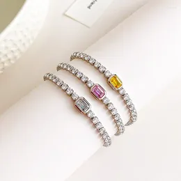 Link Bracelets Korean Fashion Stainless Steel All Zircon Shiny Bracelet For Women Temperament Elegant Brilliant Wedding Jewellery Birthday