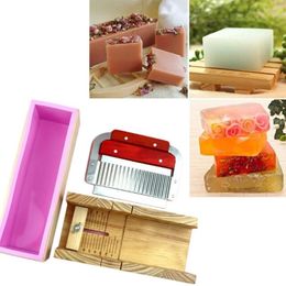 Set Wooden Soap Loaf Cutter Mould And Rectangle Silicone L5YE Baking & Pastry Tools228g