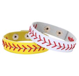 2022 New Fashion Real Leather Softball Seam Sports Bracelets Wristband Unisex Baseball Softball Baseball Sports Bracelet Bangles J5441013