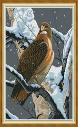 The falcon in tree home decor diy kit Handmade Cross Stitch Craft Tools Embroidery Needlework sets counted print on canvas DMC 149045833