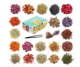 20 Bag Dried Flowers Natural Dried Flower Herbs Kit for Bath Soap Making Candle Making Include Rose PetalsRosebudsLiliumJas8407085