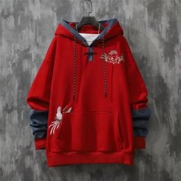 Red Hoodies Hip Hop Embroidered Hooded Top Grunge Womens Sweatshirt Baggy Sport Loose with Orint on Emo Xxl Woman Clothing 240309