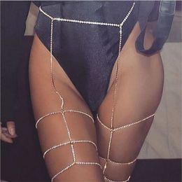 High quality crystal Night club Leg Thigh Chain Shiny Women Sexy Body Chain Leg Thigh Harness Jewellery Beach Multi Layers Chains T2229D