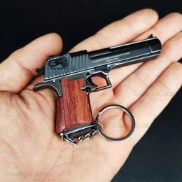 Gun Toys 1 3 Desert Eagle Metal Gun Model Gold-plated Keychain Pistol Pendant Mini Detachable Toy Gun For Adult Kids Gift T240309