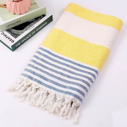 Cotton Turkish Bath Towel Striped with Tassels Travel Camping Bath Sauna Beach Gym Pool Blanket Surgical Drape207K