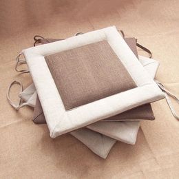 Linen Tatami Cushion Japanese Patchwork Pad Office Garden Back Sofa Pillow For Patio Buttocks Chair Seat Dining Square Cushion 201198K