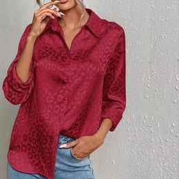 Women's Blouses Leopard Print Luxury Top Vintage Long Sleeved Shirt With Buttons Satin Robe Harajuku Spring/summer Camisas Blusas