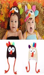 Baby Crochet Turkey Hat Newborn Thanksgiving Turkey Hat Hand Woven Turkey Hat Unisex Casual Hats Solid Colour Earflap Beanie Cap2813809
