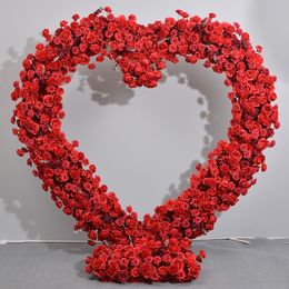 Love Heart-Shaped Flower Row Artificial Flowers Decoration Wedding Arch Arrangement, Floral Background, Stage Decor, Romantic 2m