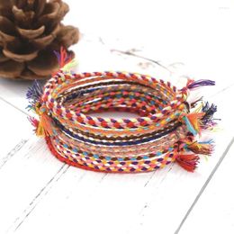 Charm Bracelets 10Pcs Handmade Wrap Friendship Braided Bracelet Boho Colourful Tassel Knots Woven Thread Rope Lucky Jewellery