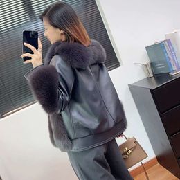 Small Amount Of Clothing 2024 Spring New Fox Patchwork Sheepskin Casual Goose Down Inner Lining Women's Real Fur Coat 699893