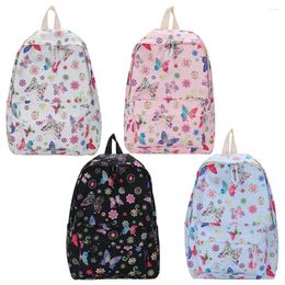 School Bags Student Schoolbag Butterflies Print Casual Book Nylon Large Capacity Cute Fashion Simple Floral For Outdoor Camping