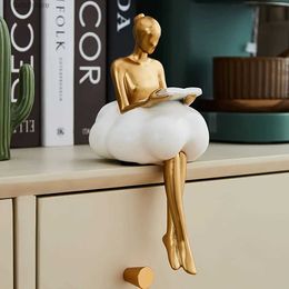 Decorative Objects Figurines Cloud Girl Sculpture Abstract Art Figure Statue Modern Table Decoration Home Luxury Room Decor Aesthetic Design Figurine Crafts T240