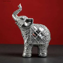 Decorative Objects Figurines Elephant Lucky Feng Shui Statue Sculpture Chinese Wealth Figurine for Home Decoration Luxury Good Lucky Gift Table Room Decor T240309