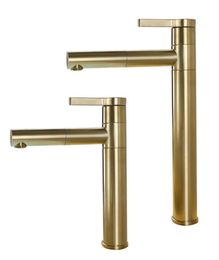 Brushed Gold Rotatable Basin Faucet 100 Brass Round Bathroom Faucet Cold Black Water Mixer Tap5741055