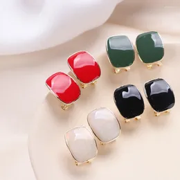 Stud Earrings Korean Simple Metal Geometric Shape Earring For Women Colourful Oil Drop Cute Elegant Ear Fashion Jewellery Bijoux Gifts 8797