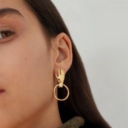 Dangle Earrings Fashion Punk Unique Gold Colour Vintage Metal Small Hand Palm Geometric Drop For Women Girls Party Jewellery Wholesale